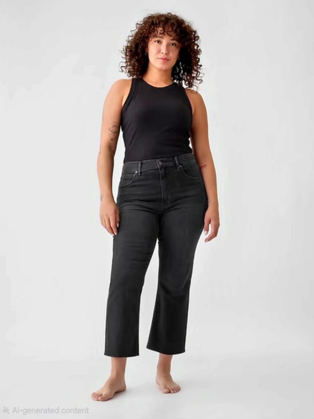GAP High Rise Kick Fit Jeans Raw Hem Black Jeans Waist 28